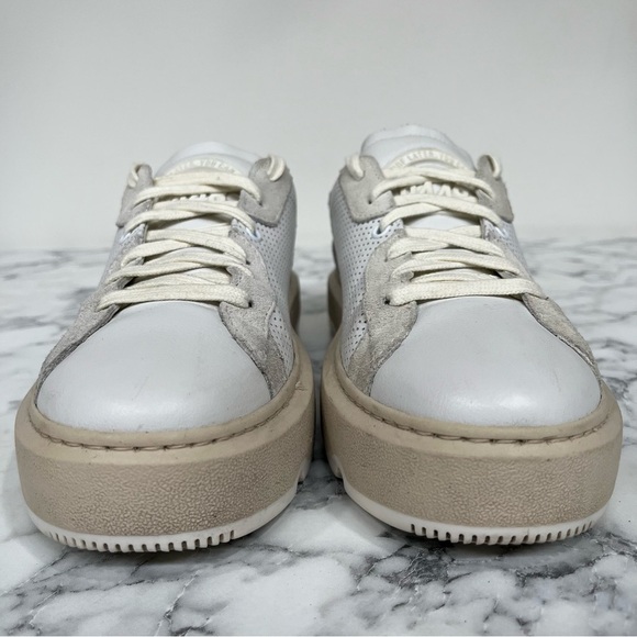 P448 Aerial Sneakers Perforated White Leather Woman’s Size 38 US 7.5/8 - Picture 5 of 11